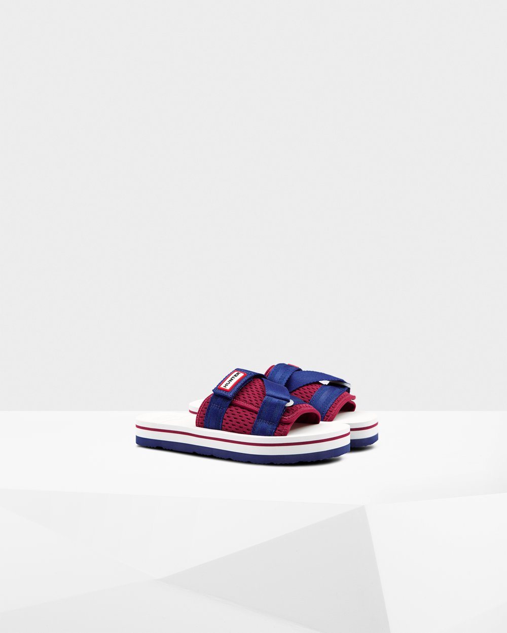 Women Hunter Original Flatform Beach | Slides White/Red/Blue | NZ-59384-XLOQ